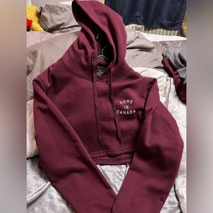 BRAND NEW peace collective home is canada cropped hoodie in maroon